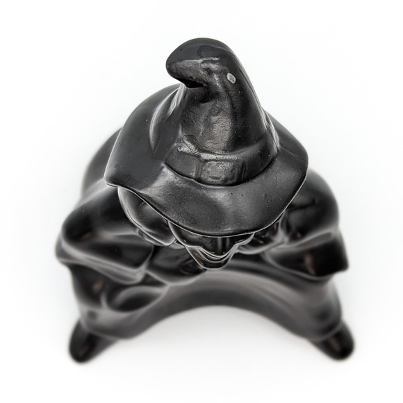 Vintage Witch w Spoon Matte Black Ceramic for Halloween Cauldron/Candy Dish - Picture 10 of 13